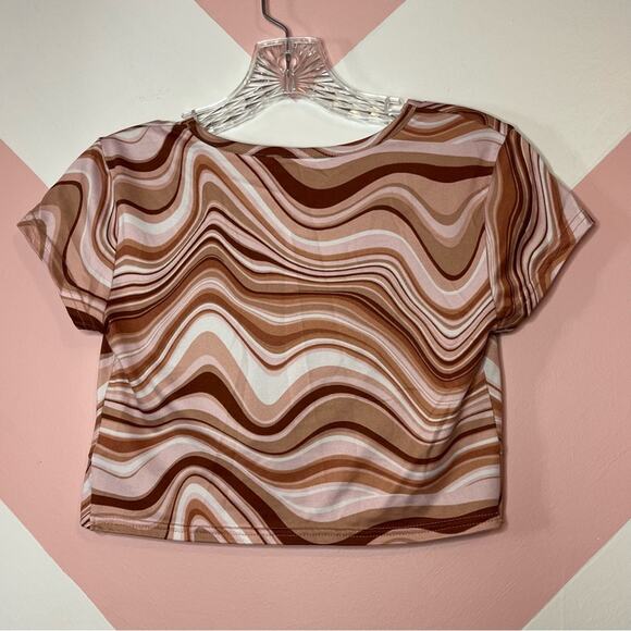 No Boundaries Marble Groovy 90s Basic Crop Top Rave Concert Event Size Small - Picture 4 of 13